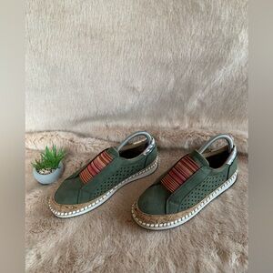 Womens Hollow design flat colour block slip on casual shoe